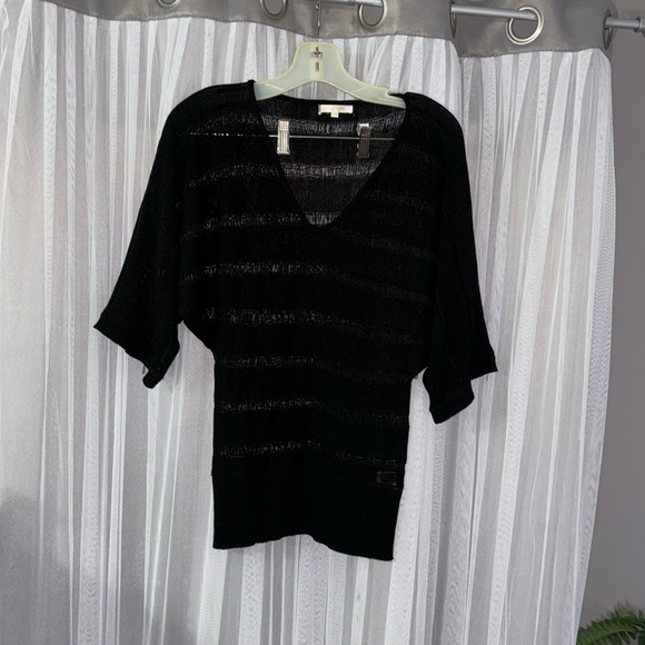 Matty M Tops - Sassy and sexy black sweater top!  See through!  Lots of stretch!